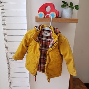 Yellow parka jacket for toddler w removable hoodie